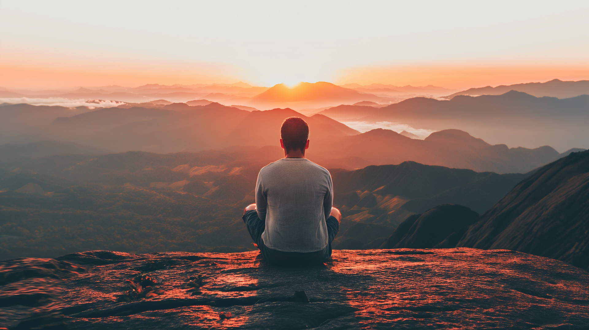 A moment of peaceful human emotion and inner calm during retreat